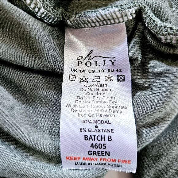 NWT Oh Polly Ruched Modal Long Sleeve Square Neck Mini Dress in Olive Green 10 - Picture 6 of 8